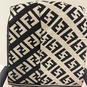 Fendi Black and Cream Patterned Scarf